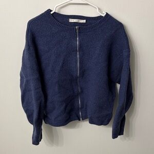 Tweeds Navy Blue Women's Zip-Up Cardigan